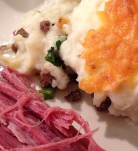 cottage pie and corned beef